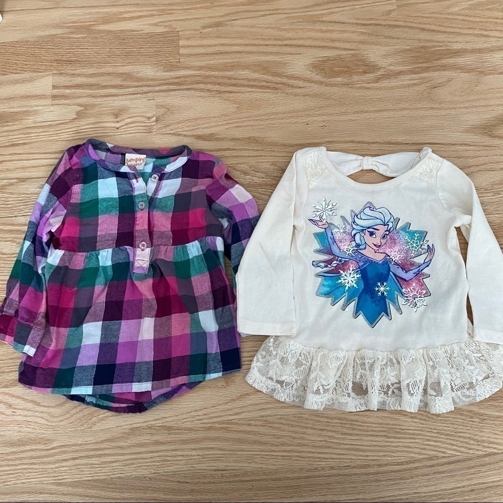 Girls Long Sleeve Top Bundle Frozen Disney Plaid 18 mos